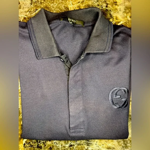 COPY Authentic men's fitted Gucci long sleeve polo shirt, large